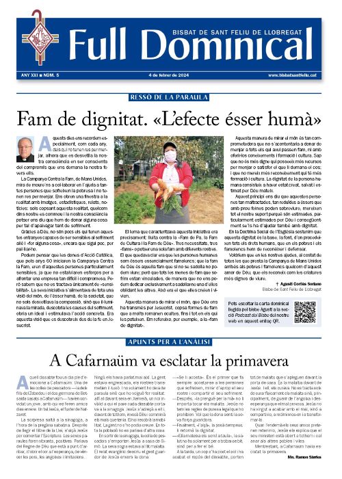 bisbatsantfeliu's tweet image. Ja pots accedir al #FullDominical d’aquesta setmana.
I també al extra #MansUnides
Amb les notícies diocesans i la carta dominical del #BisbeAgustí, dedicada a Mans Unides. Es titula: “Fam de dignitat. L'efecte ésser humà”

bisbatsantfeliu.cat/es/comunicacio…