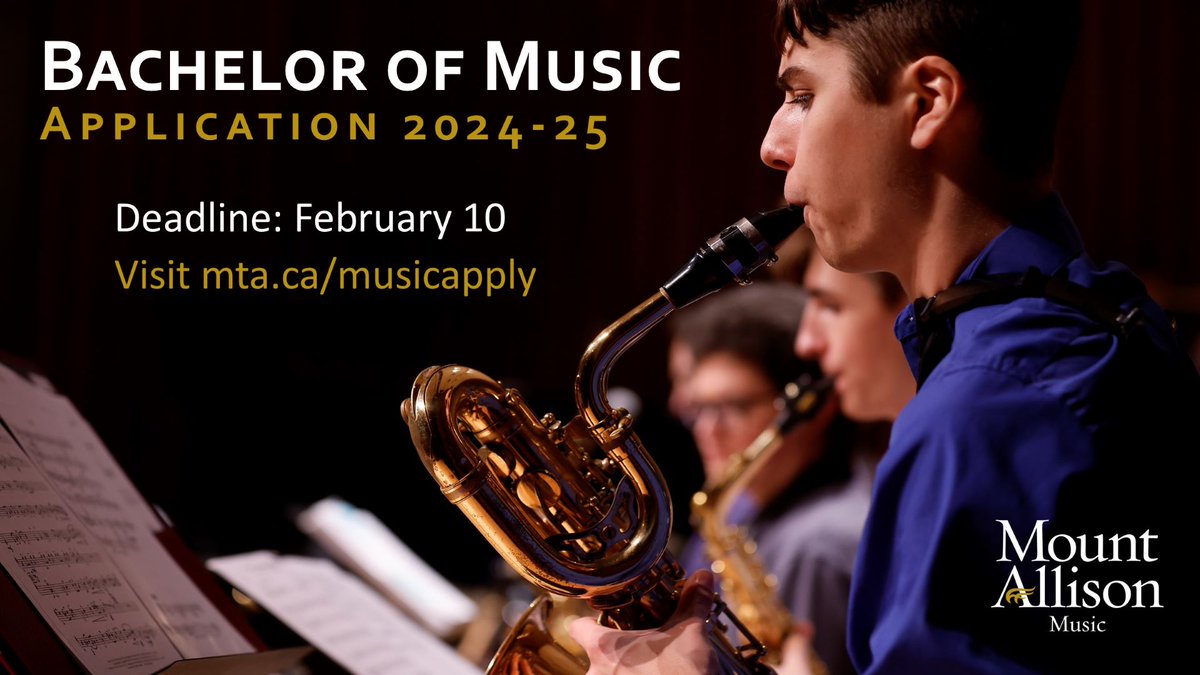 Applying to the Bachelor of #Music program at #MtAllison? Find out everything you need to know at mta.ca/musicapply/ Make your application today – the deadline is February 10th!