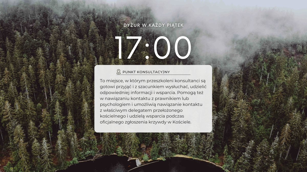 Do godziny 19, jak co piątek trwa dyżur w naszym Punkcie Konsultacyjnym. 
Wszystkie Osoby Skrzywdzone wykorzystaniem seksualnym, bądź mające wiedzę o takiej krzywdzie lub innej formie nadużycia zachęcamy do kontaktu podczas dyżuru.
#RazemByPomagać
<a href="/FundacjaJozefa/">Fundacja Świętego Józefa</a> 
<a href="/OchronaKEP/">Ochrona Dzieci i Młodzieży</a>