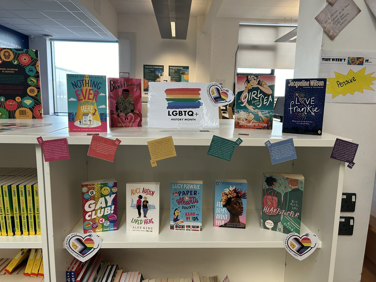 InglebyReads's tweet photo. Our display for #LGBTplusHistoryMonth 🏳️‍🌈 I also finally put out #Heartstopper 5 this morning but all copies were borrowed within minutes! https://t.co/Gk7YMxDwaj