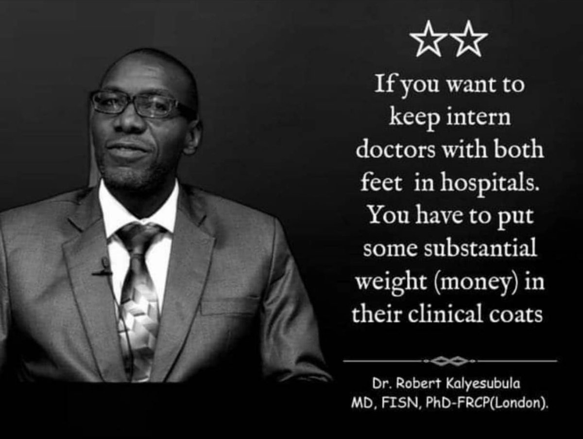 Pay  intern doctors their 2.5m - Dr Robert Kalyesubula 2023
<a href="/rkalyes1/">Robert Kalyesubula,MD, FISN(USA), PhD-FRCP(London)</a> #ReinstatePresidentialDirective @billadrati4 <a href="/JasperMandolo/">mandolo jasper</a> <a href="/DrMuhumuzaBrian/">Muhumuza Brian</a> <a href="/ntvuganda/">NTV UGANDA</a> <a href="/DailyMonitor/">Daily Monitor</a>