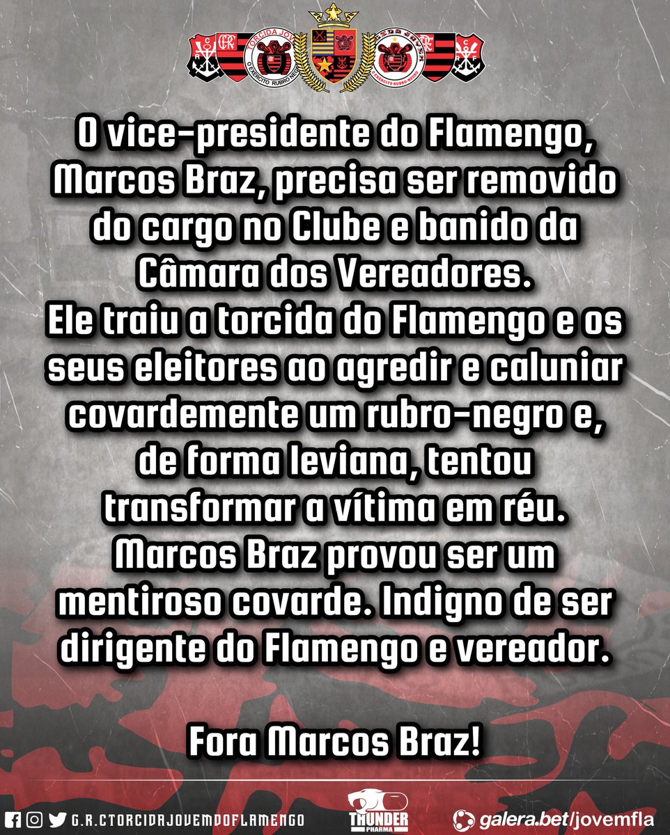 tjf_oficial's tweet photo. O posicionamento da Torcida Jovem do Flamengo sempre será a favor do Clube e de sua torcida por lema e ideologia.
Na disposição de cada um, a segurança de todos! https://t.co/NjYyBdvC7X