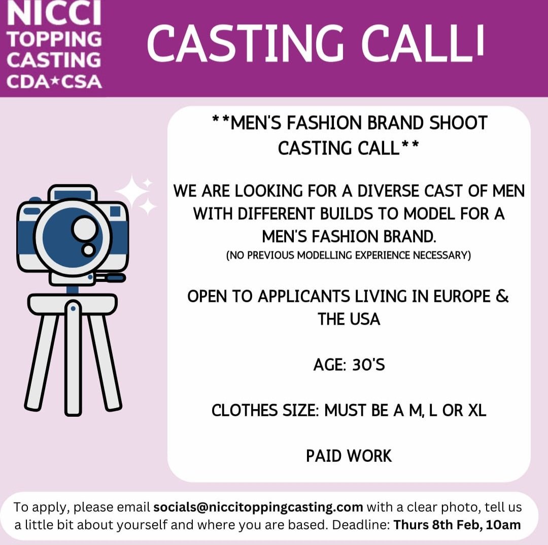 niccitopping's tweet photo. #Castingcall #Realmodels https://t.co/yhlyAKrr2s