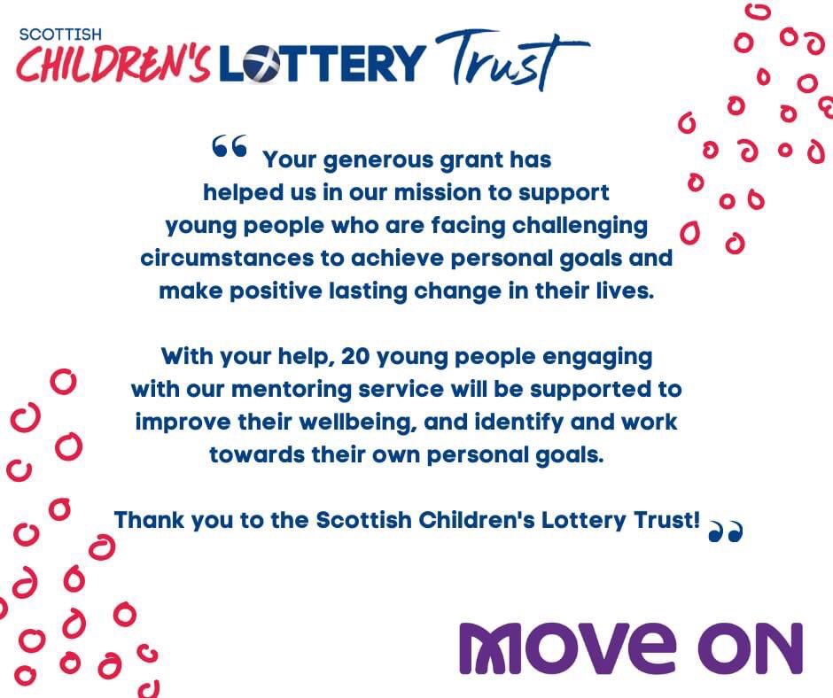 We are delighted to support @moveonscotland Mentoring for Wellbeing project. Keep up the fantastic work. 

@SC_Lottery #whatarethechances #scotland #charityfunding