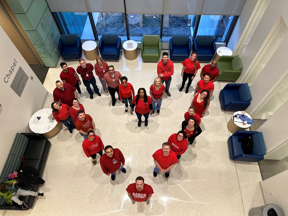 Members of the @SLUHospital cath lab gathered this week to celebrate #WearRedDay on Feb. 2.