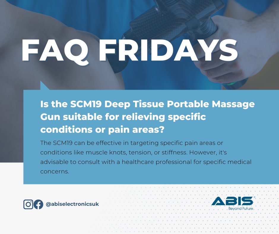 abiselectronics's tweet photo. Welcome to FAQ Friday! 🌟

Today, we're unravelling the answers to some of the most Frequently Asked Questions about the ABIS SCM19 Portable Massage Gun. 

Dive in and get the scoop! 💆♂️🔍 #ABISwellness #FAQFriday

Order here: https://t.co/OGna39fo2y https://t.co/soViPKkUK7