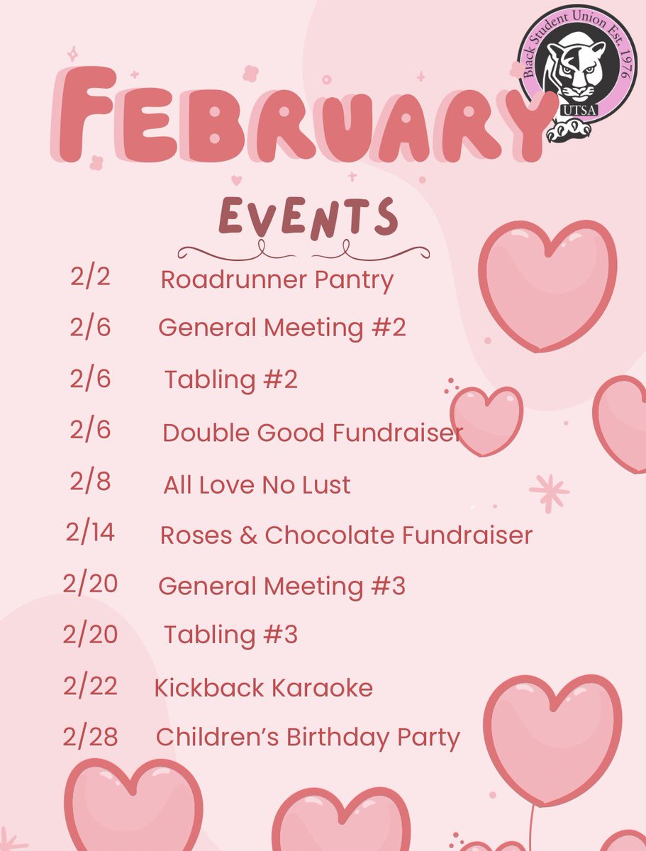 Love is in the air 💕 Make sure to mark your calendar for our upcoming February events! 🥰