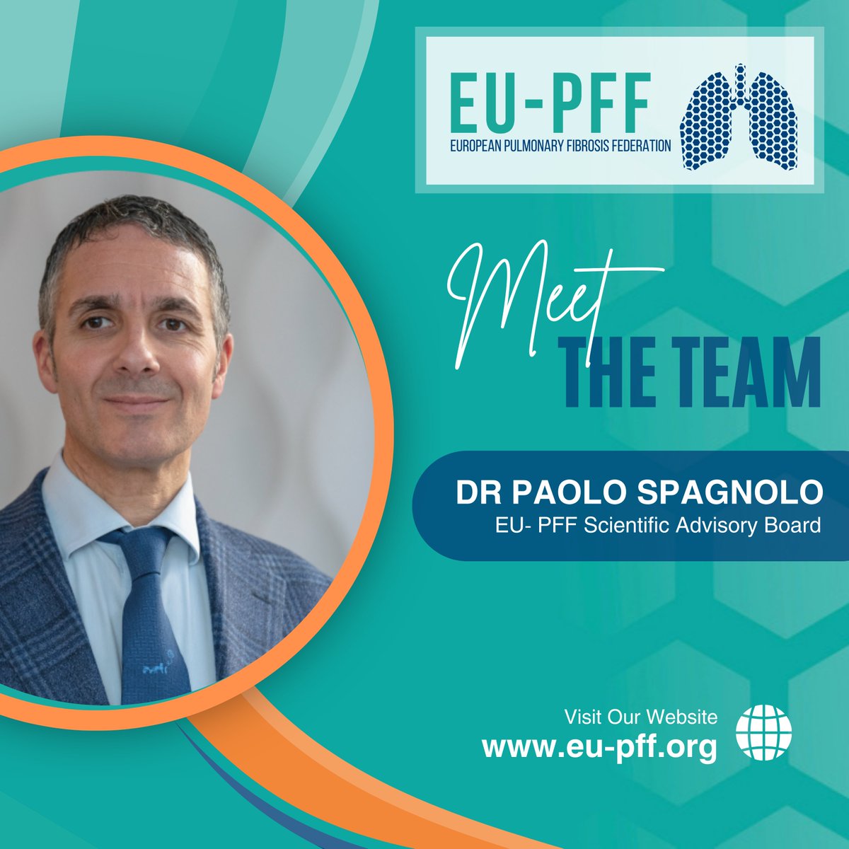 As part of our #MeetTheTeam' series, we are introducing Paolo Spagnolo today: He is a member of the EU-PFF Scientific Advisory Board and Associate Professor of Respiratory Medicine at the University of Padua. Thank you for your commitment, Paolo!