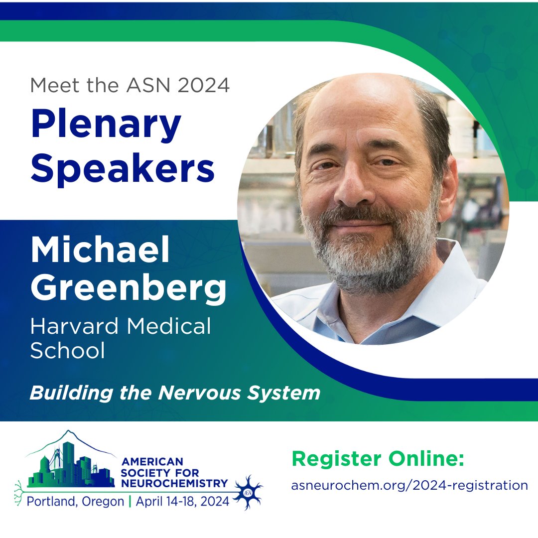 Get ready for an enriching experience at #ASN2024! We're thrilled to announce today one of our Plenary Speakers, Michael Greenberg, who will present his session on 'Building the Nervous System'🧠 To learn more, visit our website at asneurochem.org/plenary-speake… #neuroscience #research