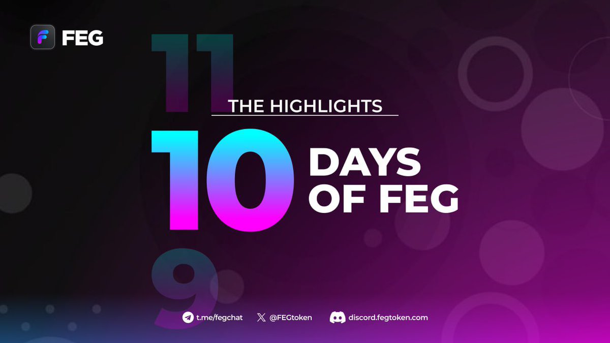 FEGtoken's tweet photo. ℹ️ 10 DAYS OF FEG ℹ️

The Highlights;

- Birthday 🥳 
- Public Tests ⚡️
- CryptoMoonShots Pin 📌 
- Competions & winners 
- Meeting with Anndy L 👀
- Raid Bot paid for 🤖
- FEGrox tech updates 👽
- QR code sticker comp 
- Chinese marketing 🙏🏻
- Trending on X 
- Moonlight AMA 58k views 🔥

That’s just the last 10 DAYS OF FEG 

💪🏽❤️🦍

THE MARKETING TEAM
#FEGtoken #SmartDeFi