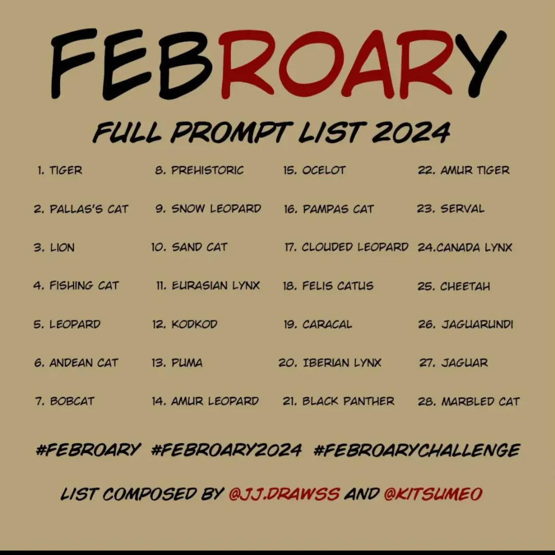 j3tuska's tweet photo. doing febROARy! One day late but whatever https://t.co/rRuWUn8qwC