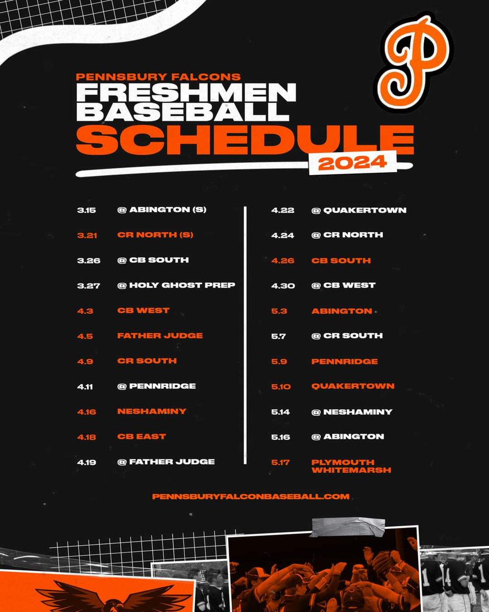 2024 Schedules are complete! 
Special Event Schedule for Varsity Home Games coming soon!
PennsburyFalconBaseball.com
