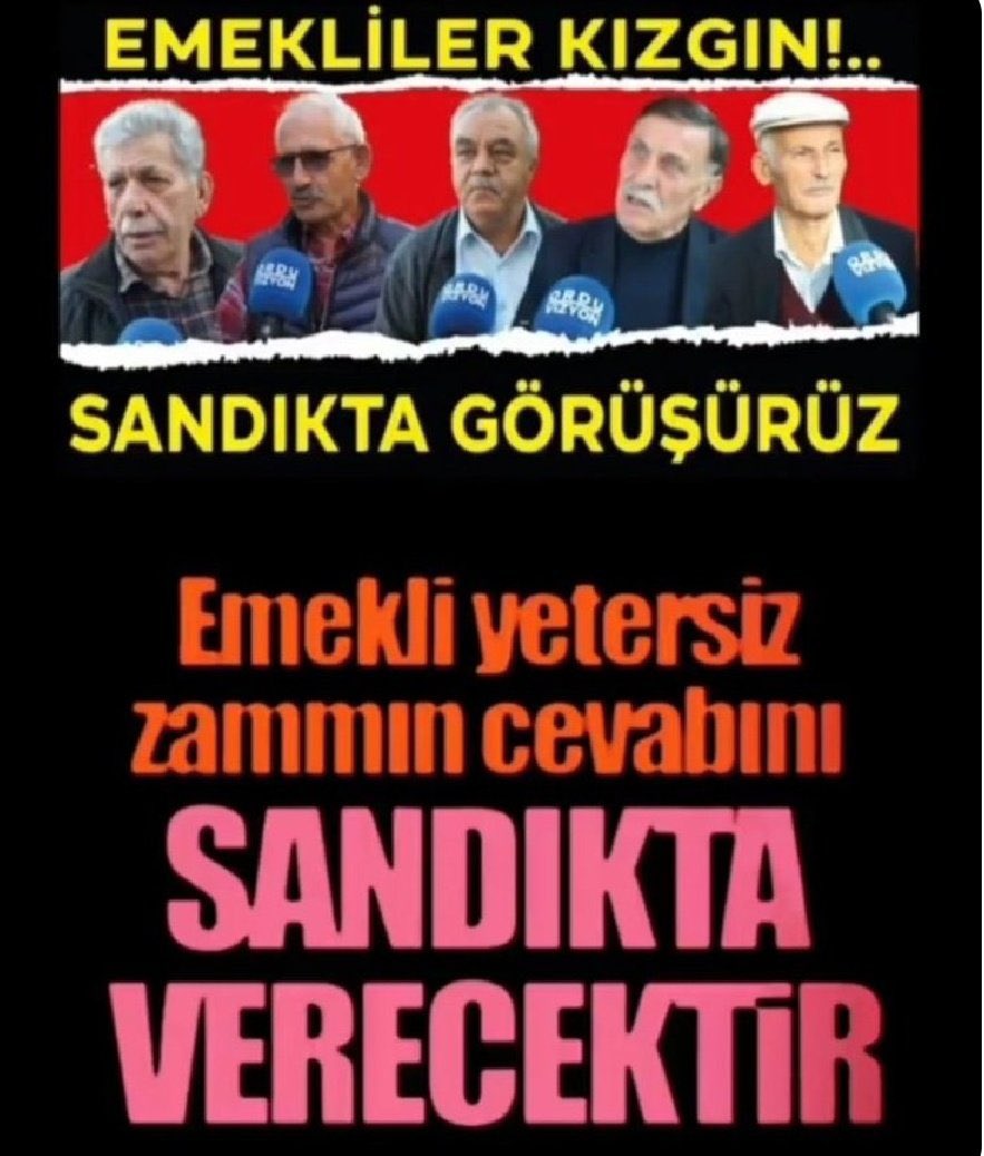 Bayram ikramiyesinin artması #Emekli nin umurunda değil

📢EMEKLİLERİNİN HEPSİNE 12.000TL #SeyyanenZam yapmadan emeklinin karşısına gelmeyin.

Belediye Başkan Adaylarınız Tepkilerimizi görecektir
<a href="/RTErdogan/">Recep Tayyip Erdoğan</a> <a href="/dbdevletbahceli/">Devlet Bahçeli</a>

#EmekliyimSandığıBekliyorum 
#EmekliGitDiyor #Emekli