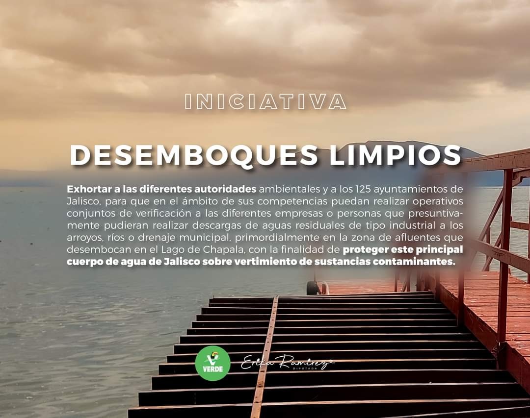 Les comparto mi #iniciativa sobre #DesemboquesLimpios que busca un lago de Chapala limpio y sin contaminantes. 🙌

#ErikaRamirez #CongresoJal #ChapalaLimpio #SomosVerdes #PartidoVerde #MedioAmbiente