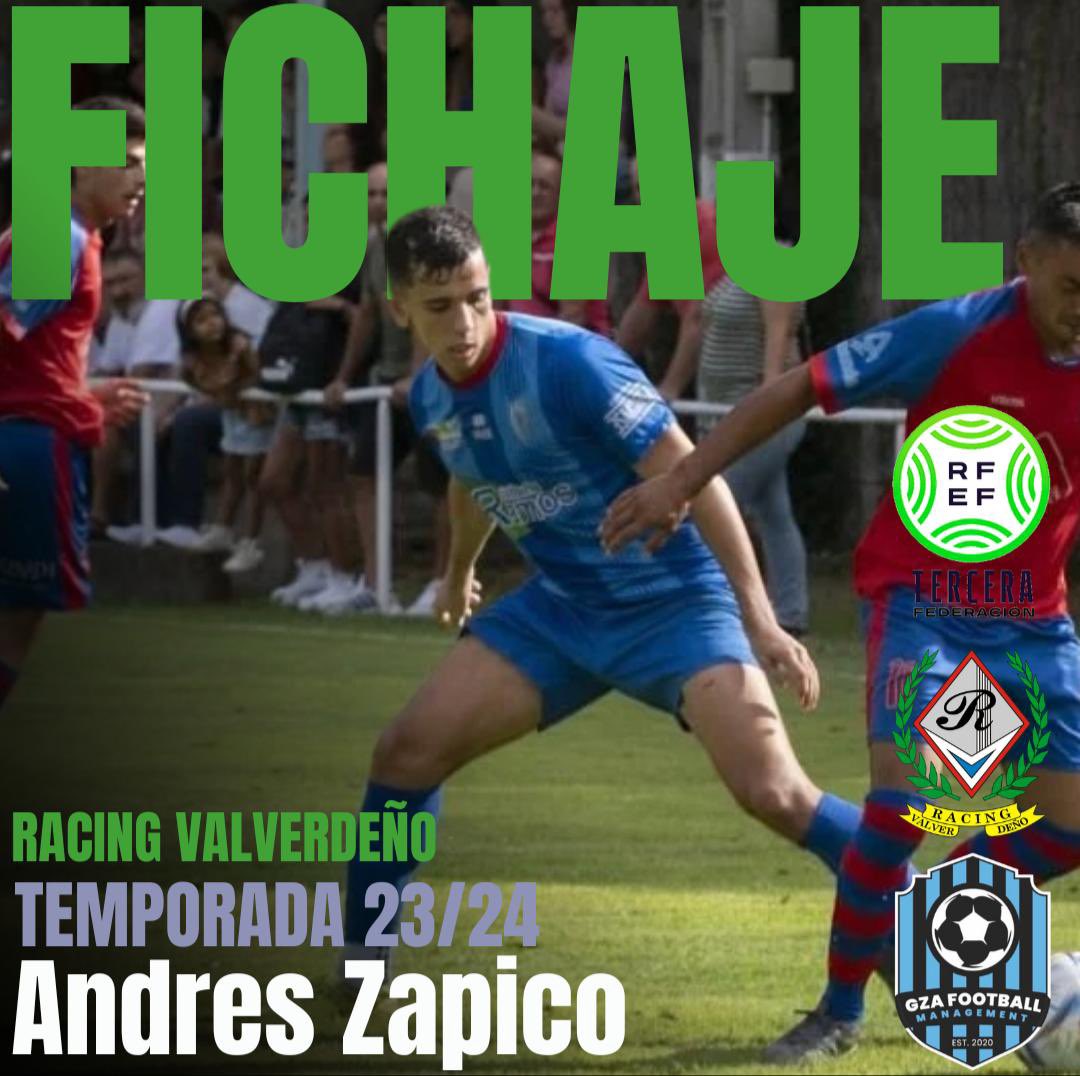 Pgonz2668's tweet photo. Fichaje de Invierno . El defensa Andres Zapico se suma al RACING VALVERDEÑO de Tercera RFEF Grupo 14. Mucha Suerte @andreszapiico en este desafío. 💪⚽️ https://t.co/mYa1ibEKMJ