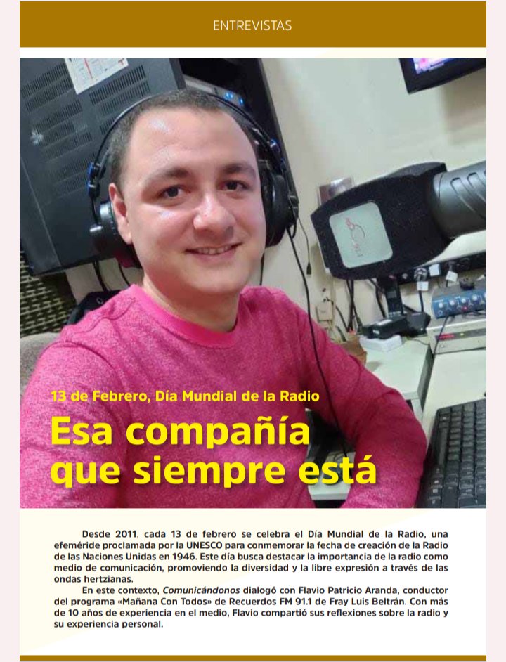 flavioarandatw's tweet photo. Muchas gracias a @MarcosCarballo_ y a la revista de nuestra #Netcoop por la entrevista en el marco del Día Mundial de la Radio que se celebrará este 13 de febrero. Siempre es un placer hablar de la radio!

https://t.co/k2jQSk2ISf https://t.co/uFspAEO2C1