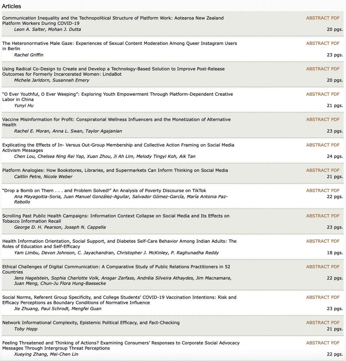 IJoC published 85 papers in January, including a Special Section on Rethinking Artificial Intelligence, guest edited by Seungahn Nah & Jungseock Joo + a Forum on Sociotechnical Change, convened by @Ananny & @simognehudson. There's something for everyone! ijoc.org