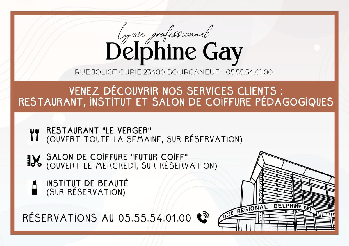 Venez découvrir les services clients du <a href="/LPDelphineGay23/">Lycée des Métiers Delphine Gay</a> 😊