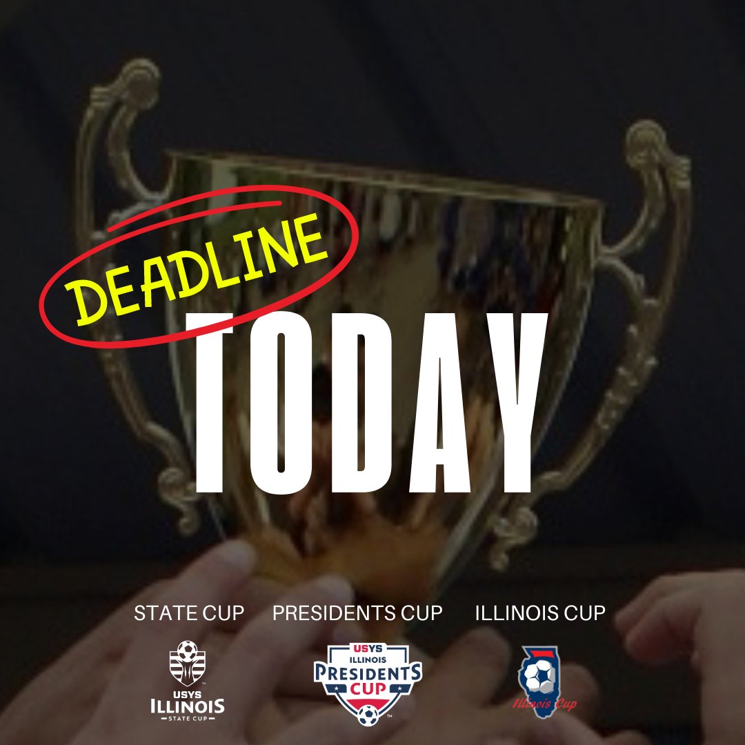 ILYOUTHSOCCER's tweet image. 🚨Spring Cups Deadline TODAY🚨 Registration for the Spring State Cup, Presidents Cup and Illinois Cup are due by 3pm TODAY. illinoisyouthsoccer.org/2024/01/08/spr… . #ilyouthsoccer #ilstatecup #ilprezcup #ilcup