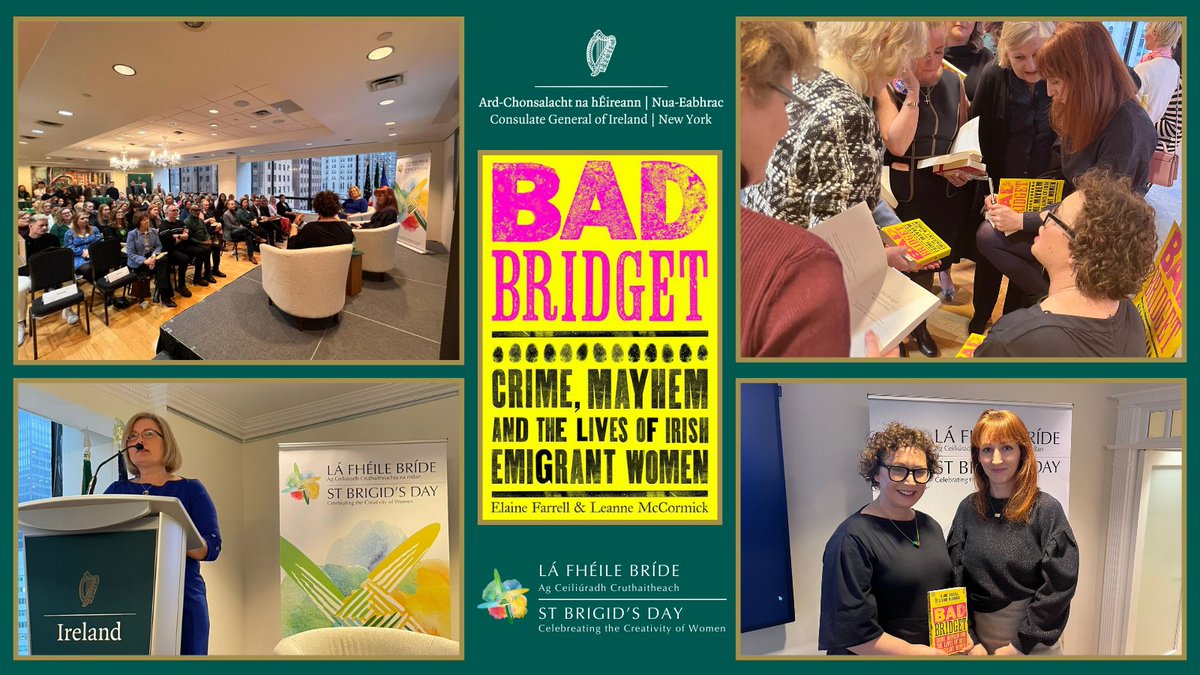 Irish Consulate NYC (@irelandinny) on Twitter photo Thanks to all who joined our packed First Friday Networking Breakfast in honor of St Brigid – a true Irish icon!
A massive thank you to <a href="/Elaineffarrell/">Elaine Farrell</a> and <a href="/leannemcck/">Leanne McCormick</a> for their captivating discussion of their book “Bad Bridget: Crime, Mayhem & The Lives of Irish Emigrant Women" Thanks to all who joined our packed First Friday Networking Breakfast in honor of St Brigid – a true Irish icon!
A massive thank you to <a href="/Elaineffarrell/">Elaine Farrell</a> and <a href="/leannemcck/">Leanne McCormick</a> for their captivating discussion of their book “Bad Bridget: Crime, Mayhem & The Lives of Irish Emigrant Women"