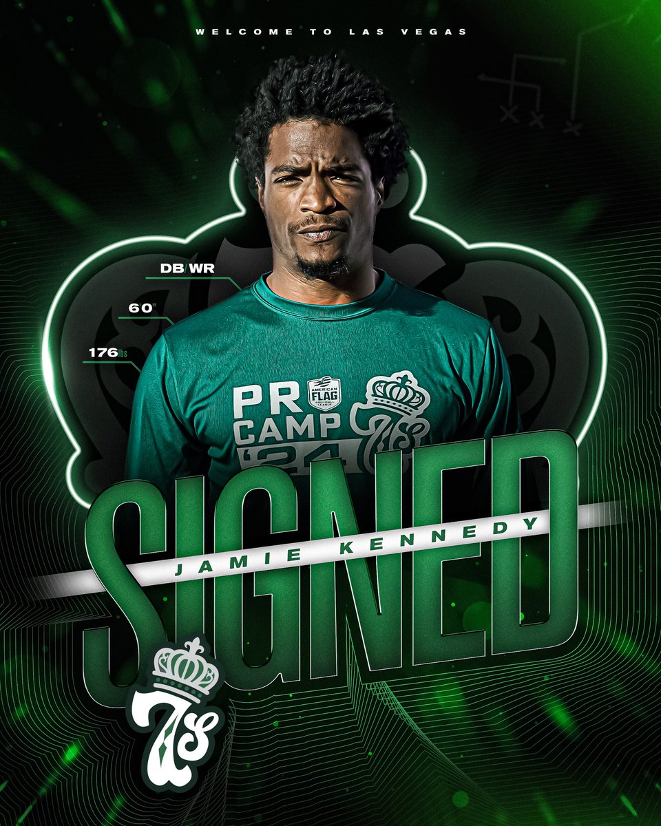 AFFLSevens's tweet photo. Welcome to the Lucky Sevens, Jamie Kennedy!🏈
Get ready for the dynamic force from the 2023 @USNFT to our squad with a season of exciting plays and community connections ahead!🎰 #AFFL #LasVegas #LuckySevens #FlagFootball #ProFlag https://t.co/G2tWMmxGaA
