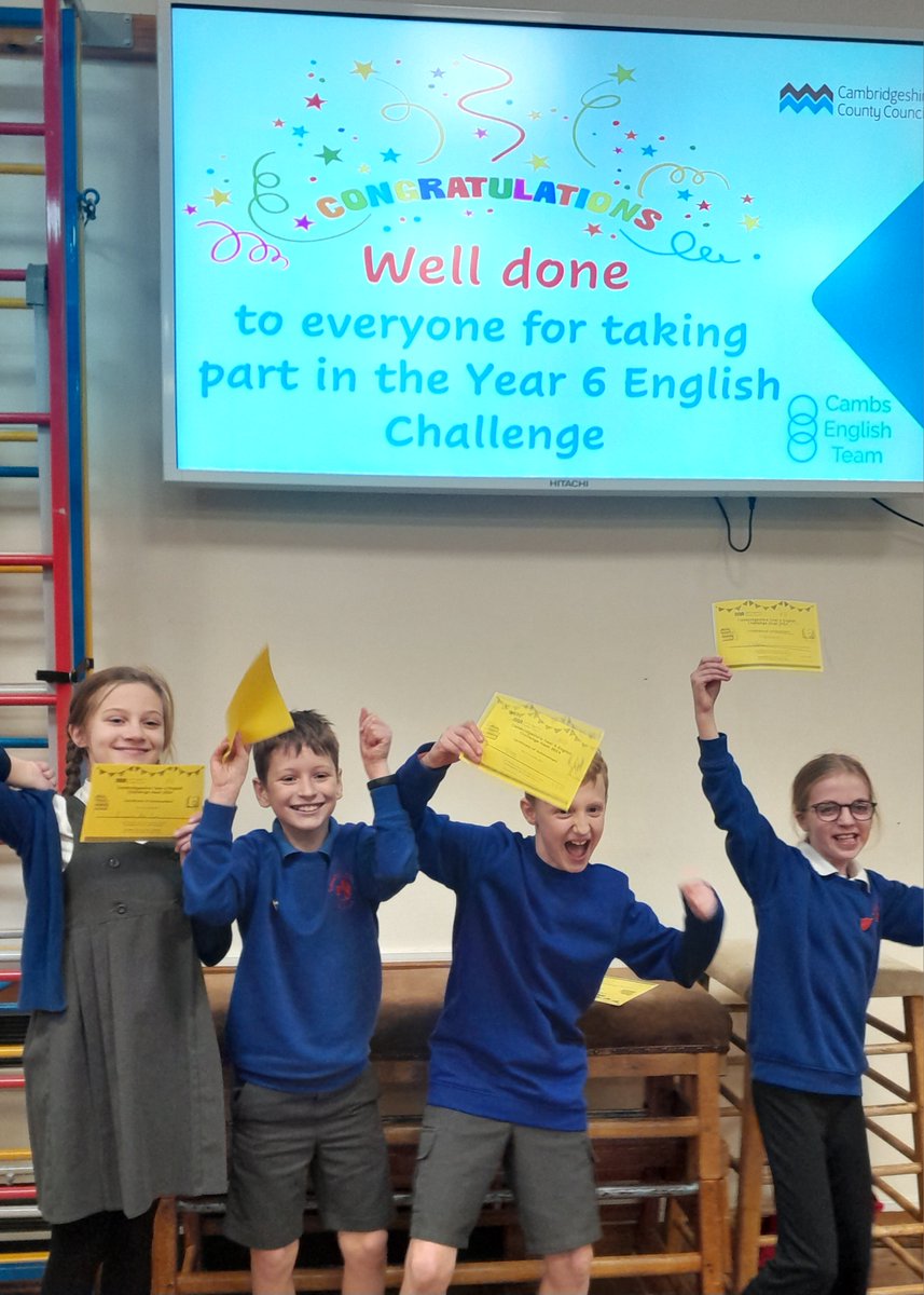 Congratulations to our Year 6 children who took part in the Cambridgeshire English Challenge this week. 🏆⭐🏆⭐🏆⭐🏆 Our team won the heat to progress to the next round! We are all very proud of them!