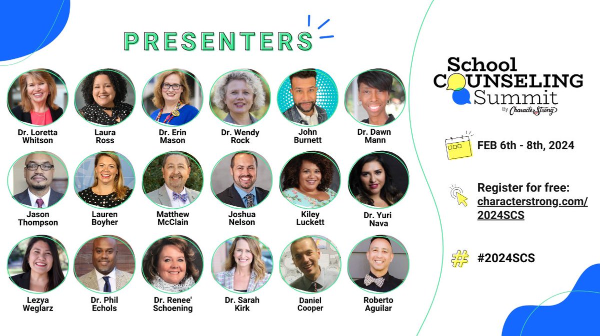 Can’t wait for @CharacterStrong  2024 School Counseling Summit where we will talk through insights and strategies for the whole child, school, and community as we are “Continuing to Answer the Call” for our students! Register for FREE at characterstrong.com/2024scs! #2024SCS