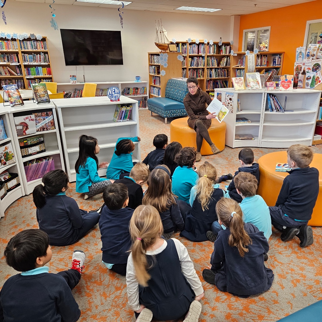 BISB_School's tweet image. "📚✨ Exploring the magical world of books with our adorable Year 1 ( Kindergarten) students in the library today! The children enjoyed a story read by a secret reader mom! 📖  #loveofbooks #secretreader #librarytime