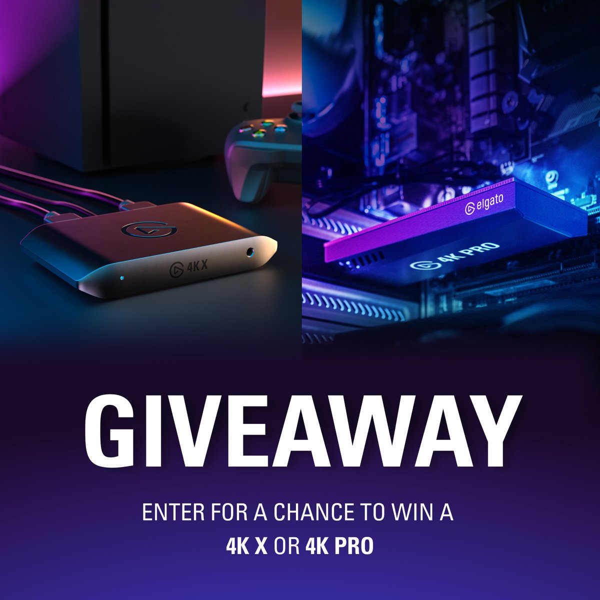 🎉 GIVEAWAY 🎉 To celebrate the launch of our new capture cards, one lucky winner will get their choice of either 4K X or 4K Pro. To enter: 1️⃣ Follow @elgato 2️⃣ RT & ♥ Winner will be chosen February 8th.