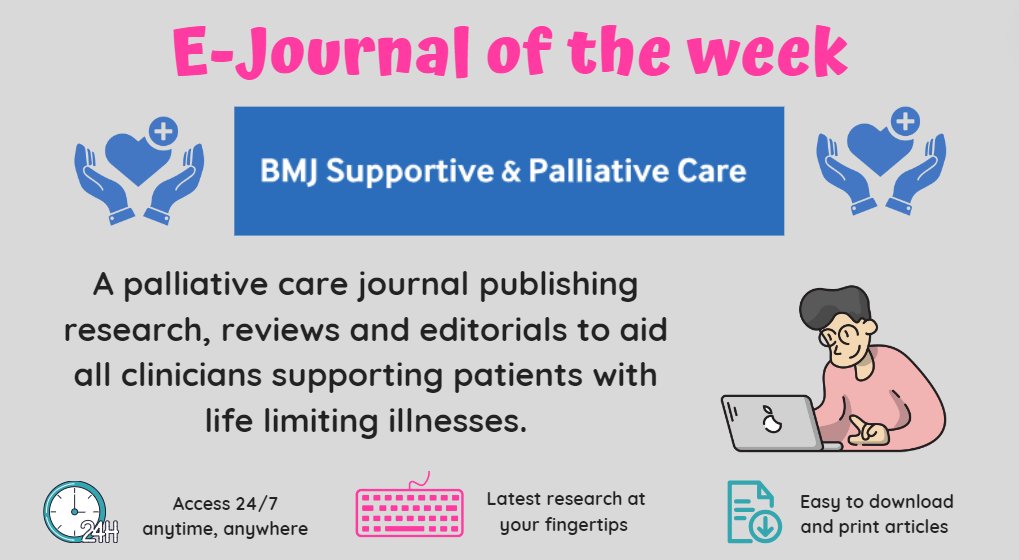 LancsHospLib's tweet photo. π₯ππ₯οΈ E_JOURNAL OF THE WEEK π₯ππ₯οΈ
BMJ Supportive & Palliative Care is a journal covering all disciplines and specialties in palliative research. Access today with your OpenAthens account π https://t.co/Jqf8HDLCcw #LTHTrEJournaloftheWeek https://t.co/mit5QzPXND