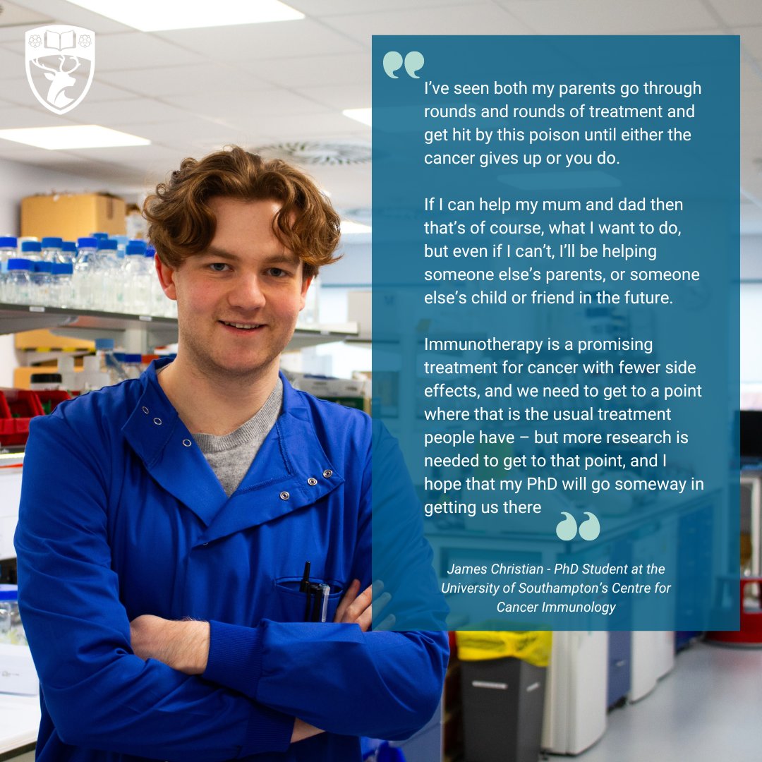 Meet James Christian, a PhD student who has started his four-year project alongside the University's Cancer Immunology Fund to develop a vaccine that will fight cancer 🔬💉 Full story 👉 brnw.ch/21wGCJB #WeAreUoS #WorldCancerDay
