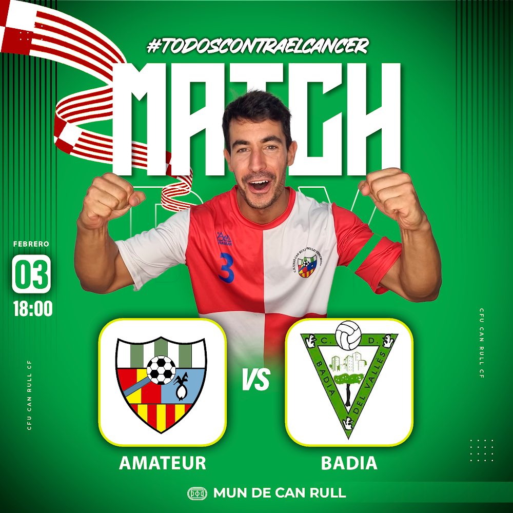 CFUCanrullRT's tweet photo. โก๏ธ๐๐ข๐ฅ๐ก๐๐๐ ๐ญ๐ด- Primer Equip
๐๏ธ Dissabte 03/02
๐ 18:00h
๐ @CD_Badia
๐ Zona Esportiva Can Rull
#2cat4b #feeltherull https://t.co/QZfBclEJiS