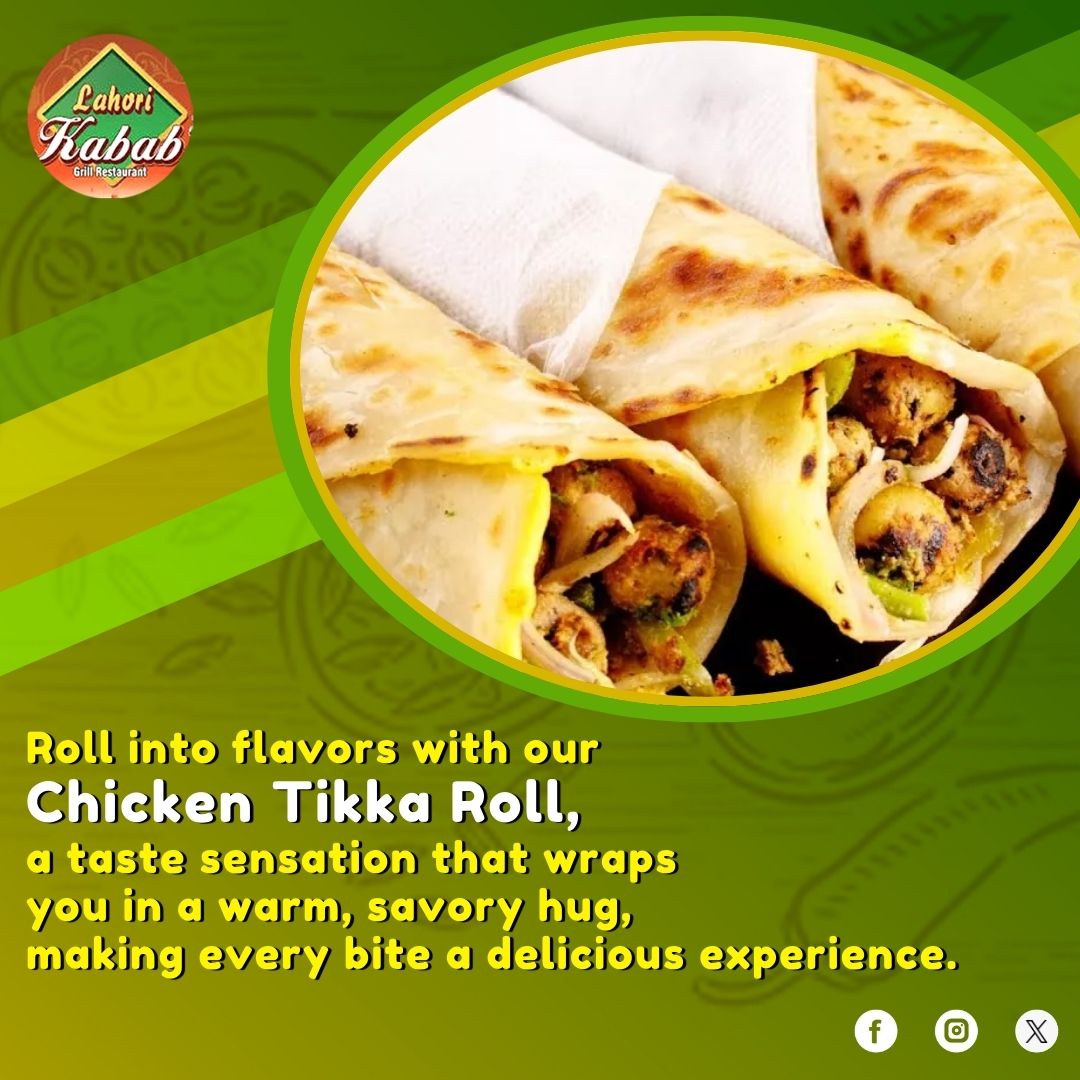 Roll into flavors with our Chicken Tikka Roll, a taste sensation that wraps you in a warm, savory hug, making every bite a delicious experience.

Call us Now: +1 717-547-6062
#lahorikababandgrill #pakistanifood #indianfood #chickentikkaroll #savory #delicious #fridaymood