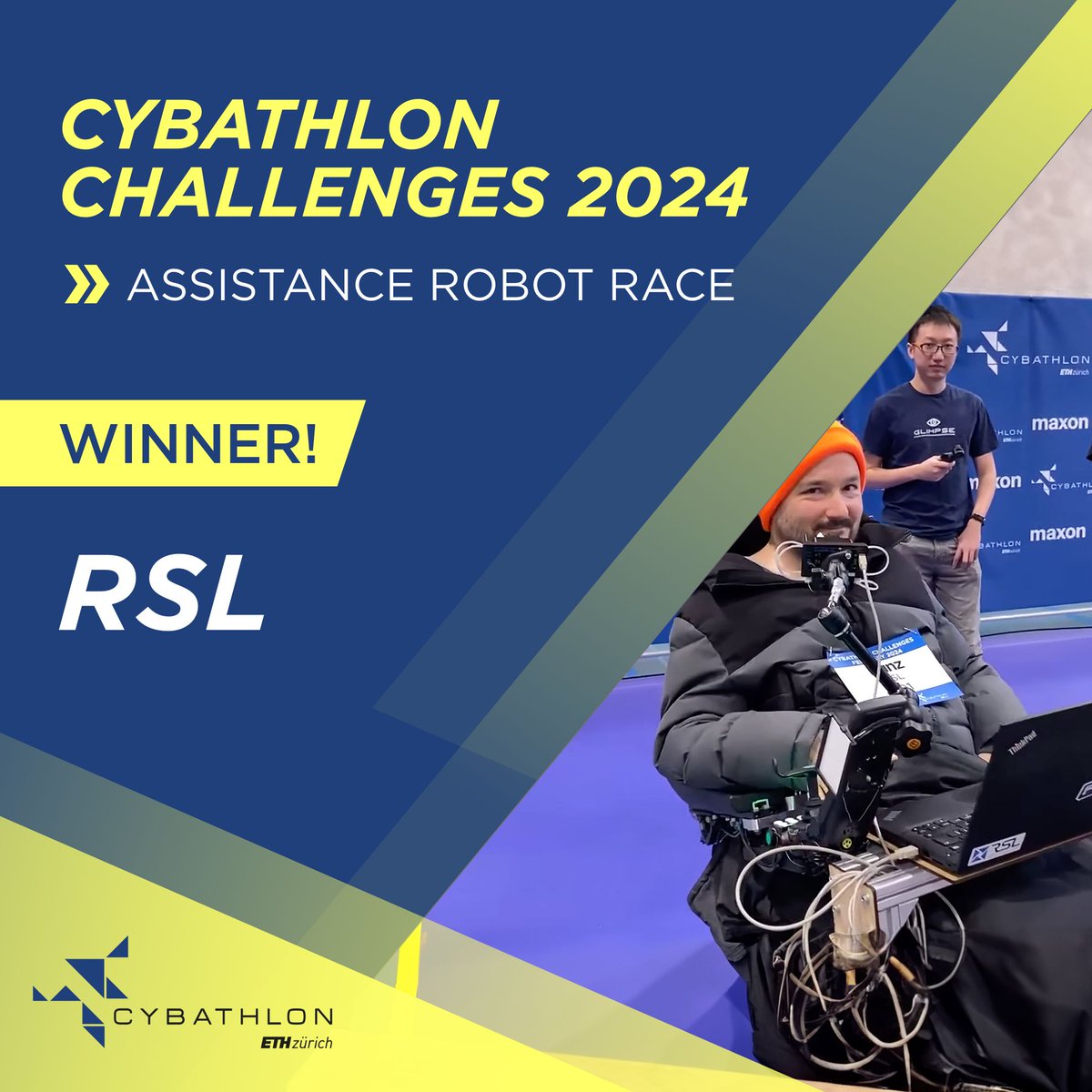 cybathlon's tweet image. 🤖 Assistance Robot winner!
Congratulations to RSL on winning the ROB race at CYBATHLON Challenges 2024!
Thank you to both teams for participating!
#Robotics #AssistanceRobot #RoboticSystems #CYBATHLONChallenges2024 @ETH_en @leggedrobotics @bfh_hesb @maxonglobal