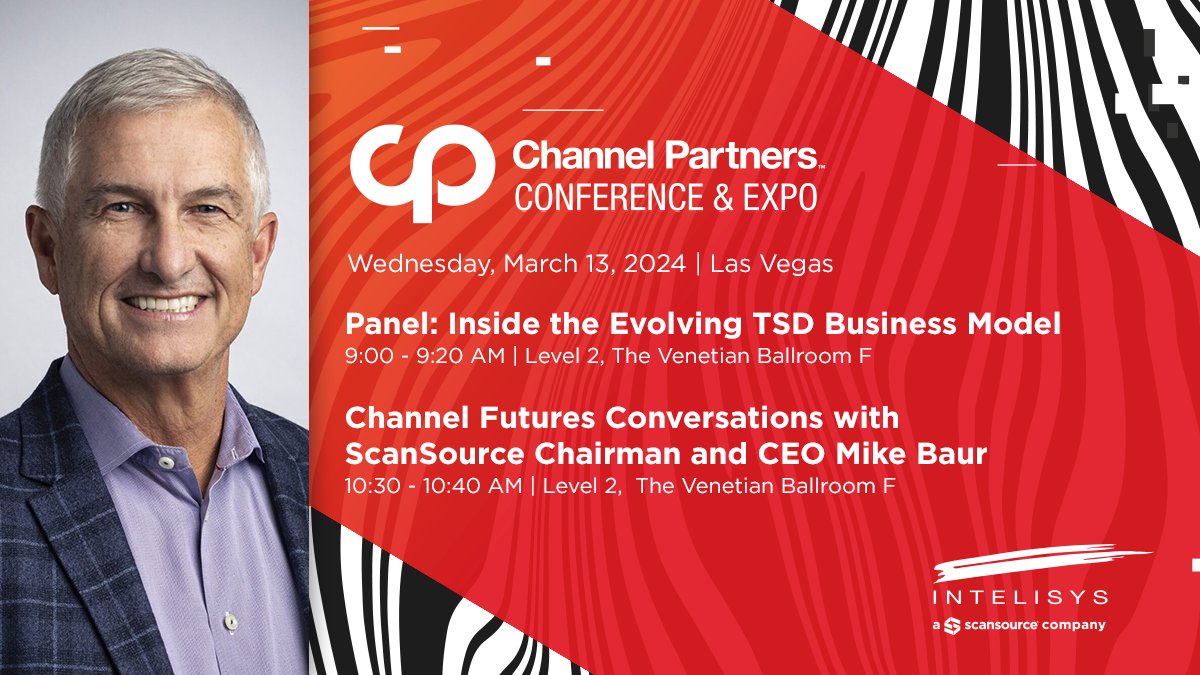 Join us at #CPExpo 2024 for not one, but TWO speaking sessions featuring <a href="/ScanSource/">ScanSource</a>’s Chairman and CEO Mike Baur! If you have not yet registered for <a href="/Channel_Expo/">Channel Partners</a>, save some cash and use our discount code: INTELISYS.

>> bit.ly/IntelisysCP2024

#IntelisysNation