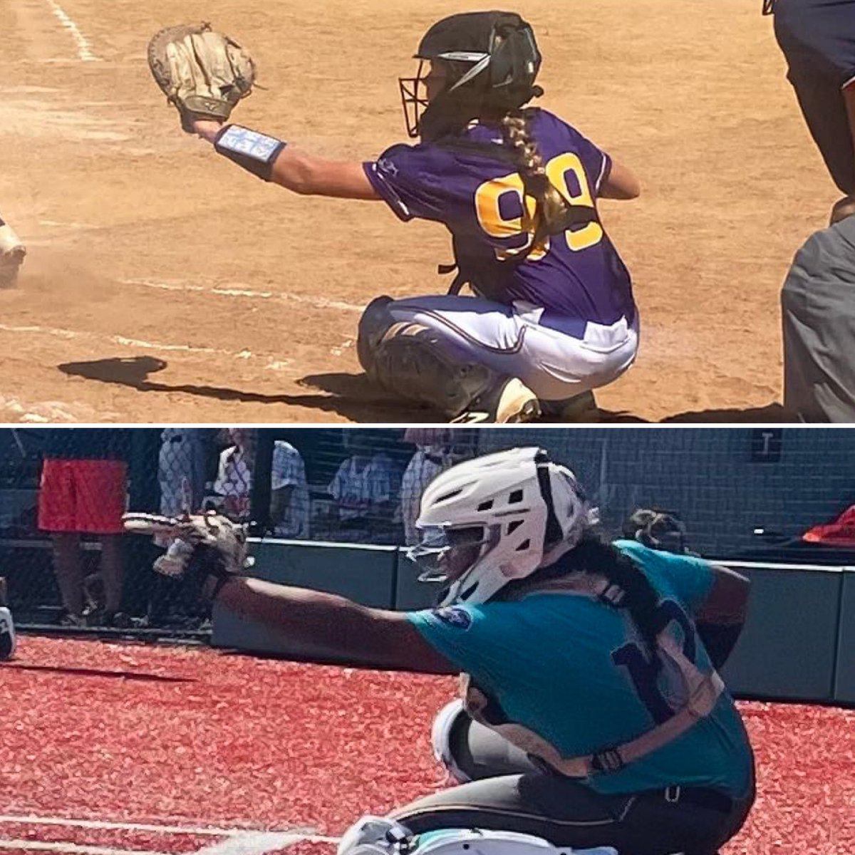 Bolts2028's tweet photo. A big kudos our two outstanding catchers, @KeyannaJordan12 and @Sam_Johnson99. Always grinding! #BoltsBoom

💜💛 https://t.co/OE59HFHBUH