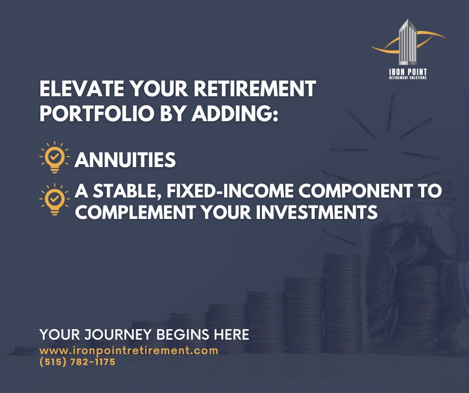 IronPointRetire's tweet image. Secure Tomorrow, Today!

Ready to take the first step?
📞Call Now!
Phone: (515) 782-1175
Website: ironpointretirement.com

#SmartCashFlow #RetirementPlanning #FinancialFreedom #investment #retirement #money #future #Annuities