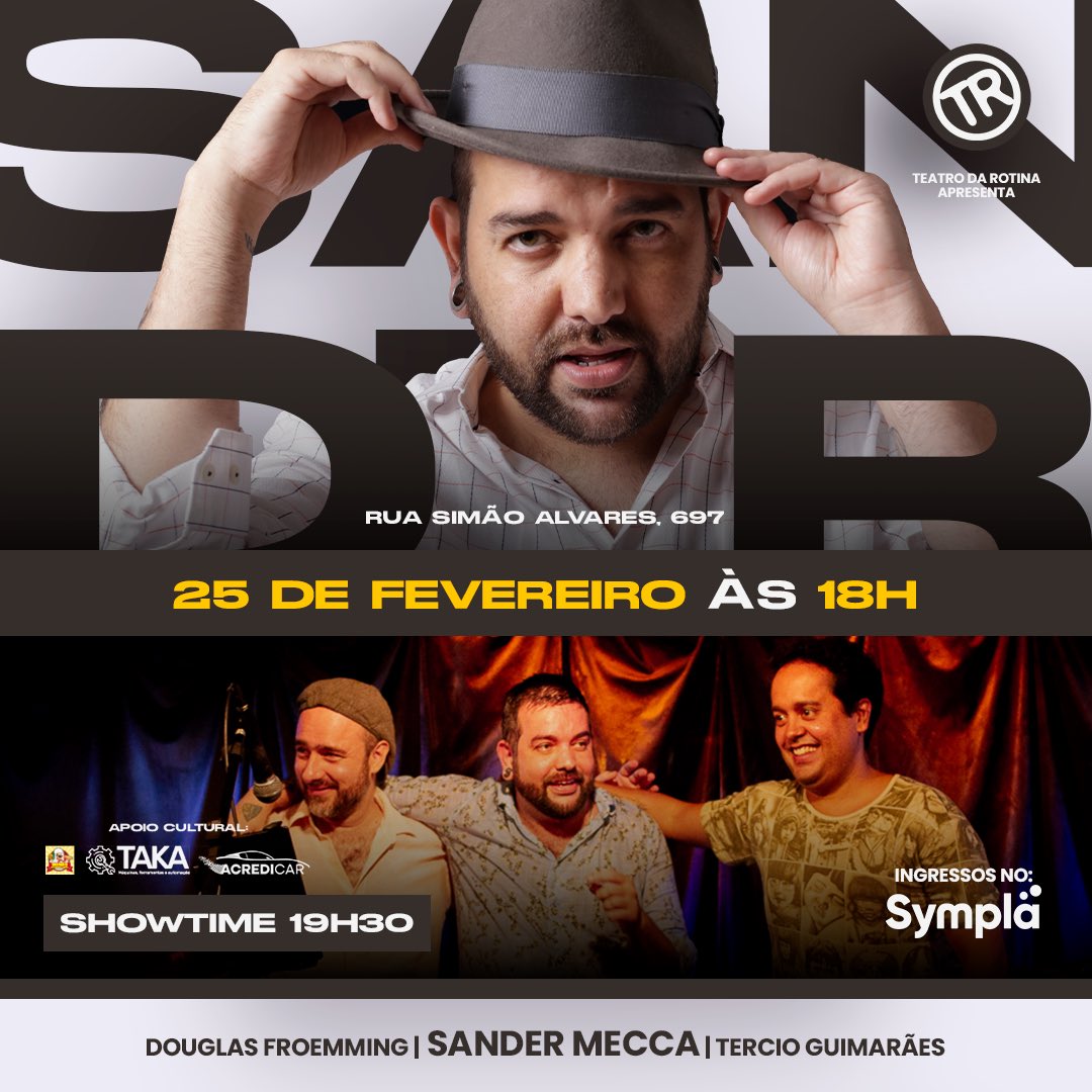 🚨 PESSOAL TENHO CONVITE PARA VOCÊS!

Dia 25/02 às 19:30 eu vou estar nos palcos em um show juntamente com meus parceiros Douglas Froemming e Tercio Guimarães no espaço Teatro Rotina! 🎤

Vai ser um prazer IMENSO ter vocês nessa noite comigo, e os ingressos já estão disponíveis