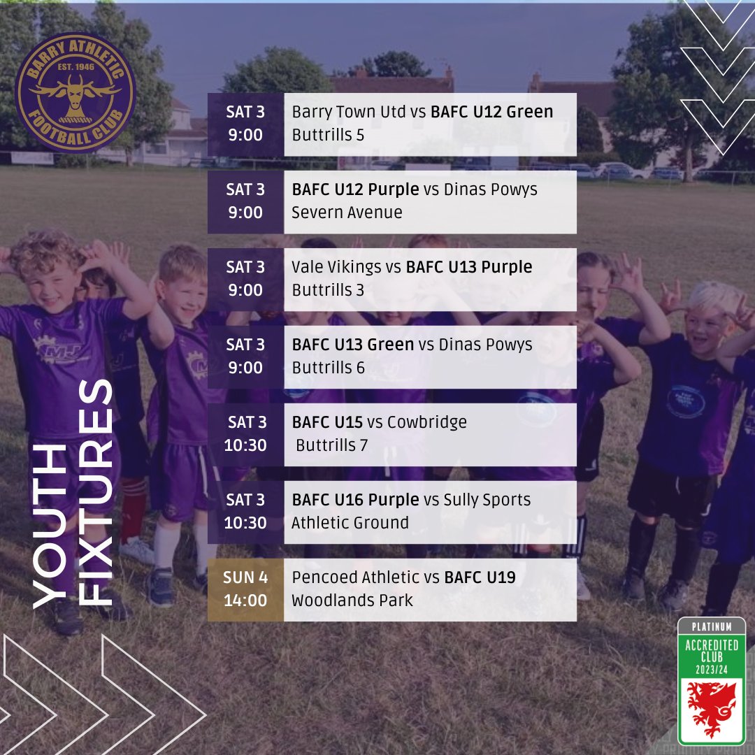 Here is the weekend line up for our youth teams, get down and support our boys and girls if you can!

#BAFC #UpTheStags #LanYStags 🦌
