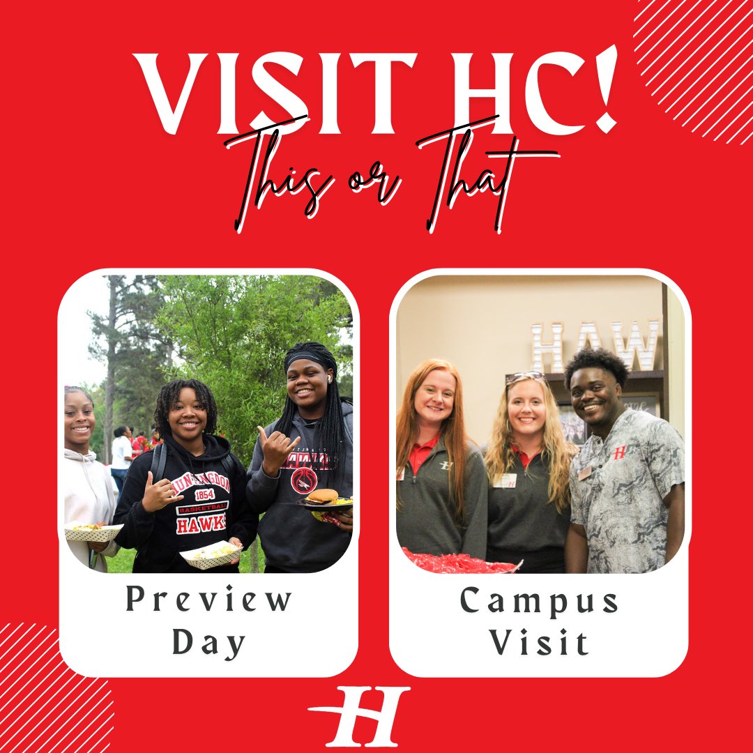 Huntingdon College offers two types of official visits. Check out the "Schedule a Visit" link in our bio to see which fits your needs. 🦅 🤙🏼 ❤️ 
#mustseeHC #HAWKEM #HCisforme