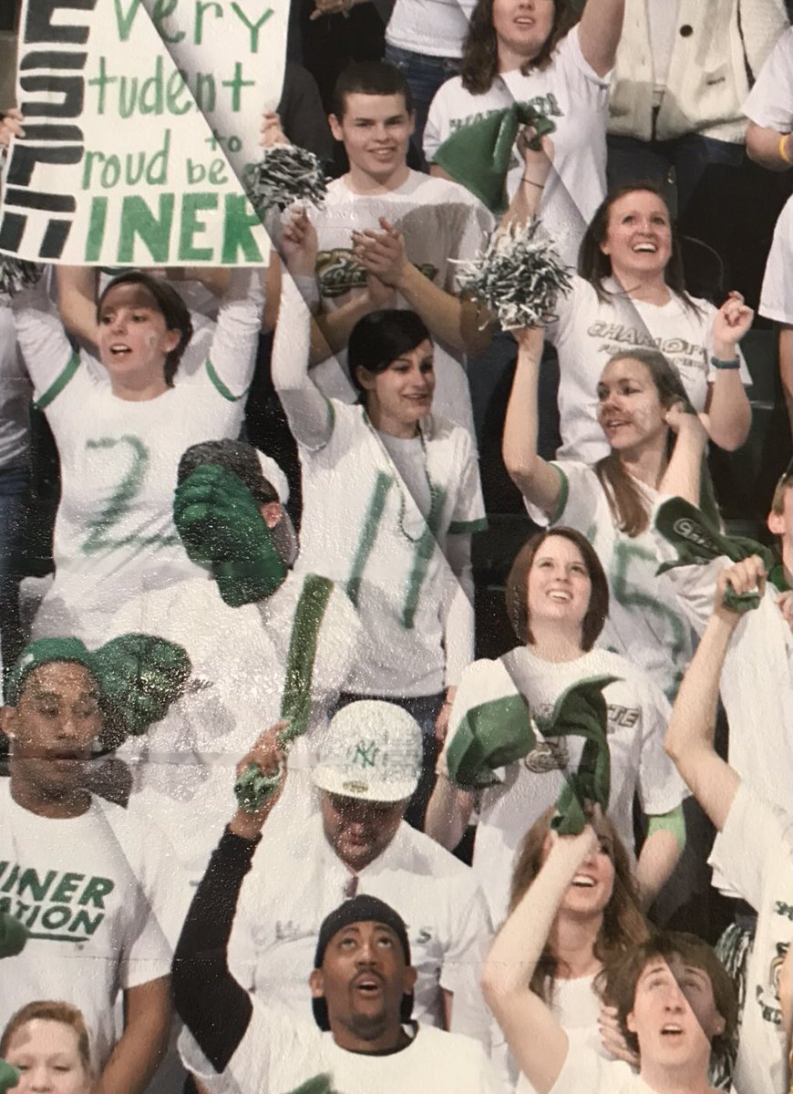 csimms4's tweet photo. I was there @rpetersonCLT as was my daughter as a student, this photo was part or a mural that was in Halton. she was in the upper level and it was packed and loud. Good to see students and fans once again have a team to be proud of. Big game tomorrow! #NextGameUp @aaronfearne14 https://t.co/QT6qMrvgUb