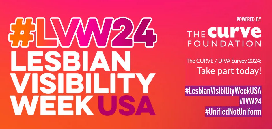 Please Complete The Lesbian Visibility Week 2024 Survey! 👉 bit.ly/LVW24Survey Curve is on a mission to carry out the biggest-ever piece of research into the lives of LGBTQ+ women and non-binary people, and we want you to be a part of it! #LesbianVisibilityWeek #LVW24 🏳️‍🌈🦄