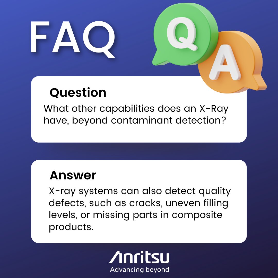 AnritsuSolution's tweet image. Answering some of the most commonly asked questions we get. What else would you like to know? Comment below!

#anritsu #anritsuinspection #contaminantdetection #faq