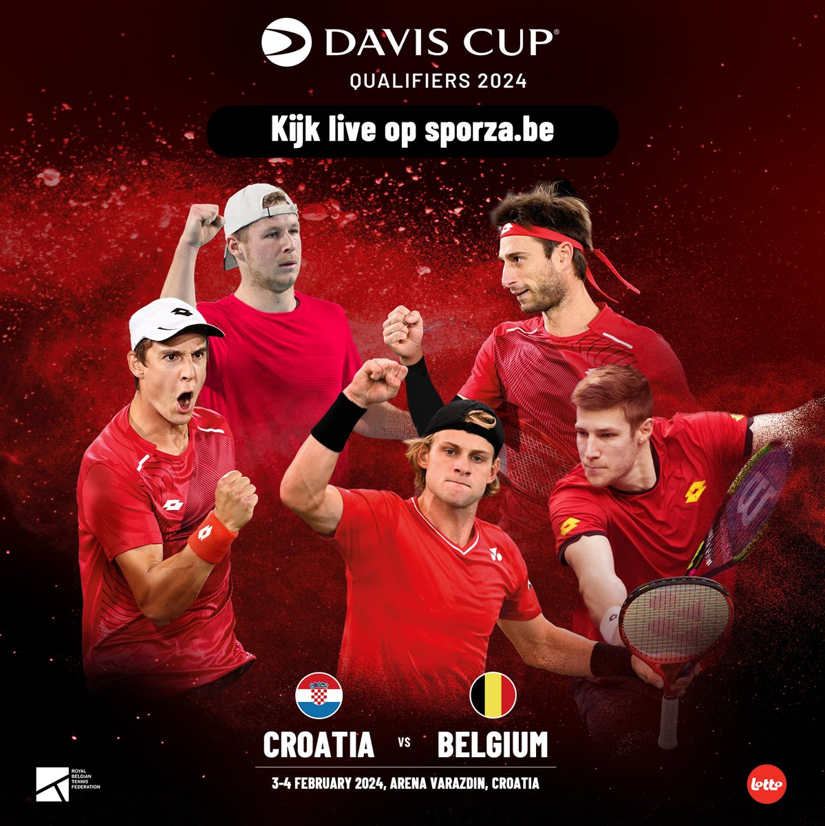 Goed nieuws voor alle tennisfans: jullie kunnen dit weekend alle wedstrijden van het Belgisch Davis Cup Team tijdens het duel tegen Kroatië live bekijken via de livestream van @sporza (sporza.be/nl/)! 🎥 zaterdag vanaf 14u, zondag vanaf 13u!🤩#daviscupqualifiers #crobel