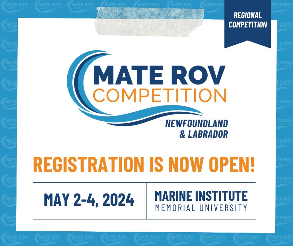 🥁 Drumroll, please.....REGISTRATION IS NOW OPEN for the 2024 Newfoundland &amp; Labrador Regional Competition! #watergame #ROVolution

📆 Save the Date: May 2-4, 2024
📍 Location: Marine Institute <a href="/MemorialU/">Memorial University</a>
👉 Classes: SCOUT/RANGER

🔗 Register: hubs.ly/Q02jG1RT0