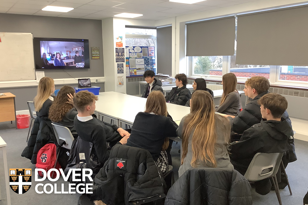DoverCollege's tweet photo. This week, Fourth Form Spanish pupils talked to their Spanish pen pals for the first time. They discussed the differences between their two schools and introduced themselves individually. They will repeat the experience next week and talk more about Madrid and Spanish culture. https://t.co/V1f7ttypUu
