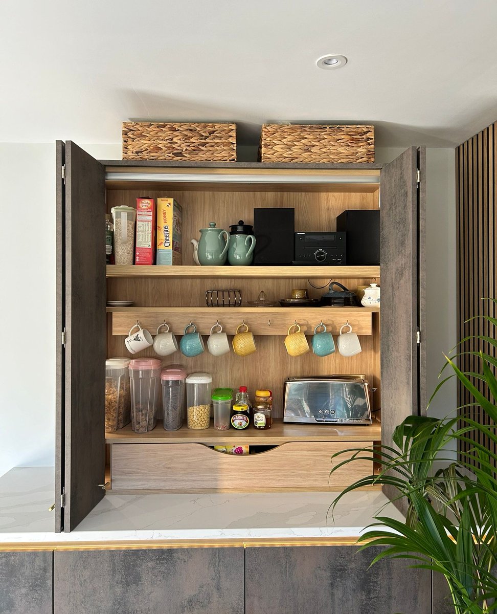 How do you like your coffee in the morning? ☕️ Our breakfast dresser not only adds a touch of elegance to your kitchen but also provides a perfect space to organise all your breakfast essentials. ☀⁠ 🌤⁠ .⁠