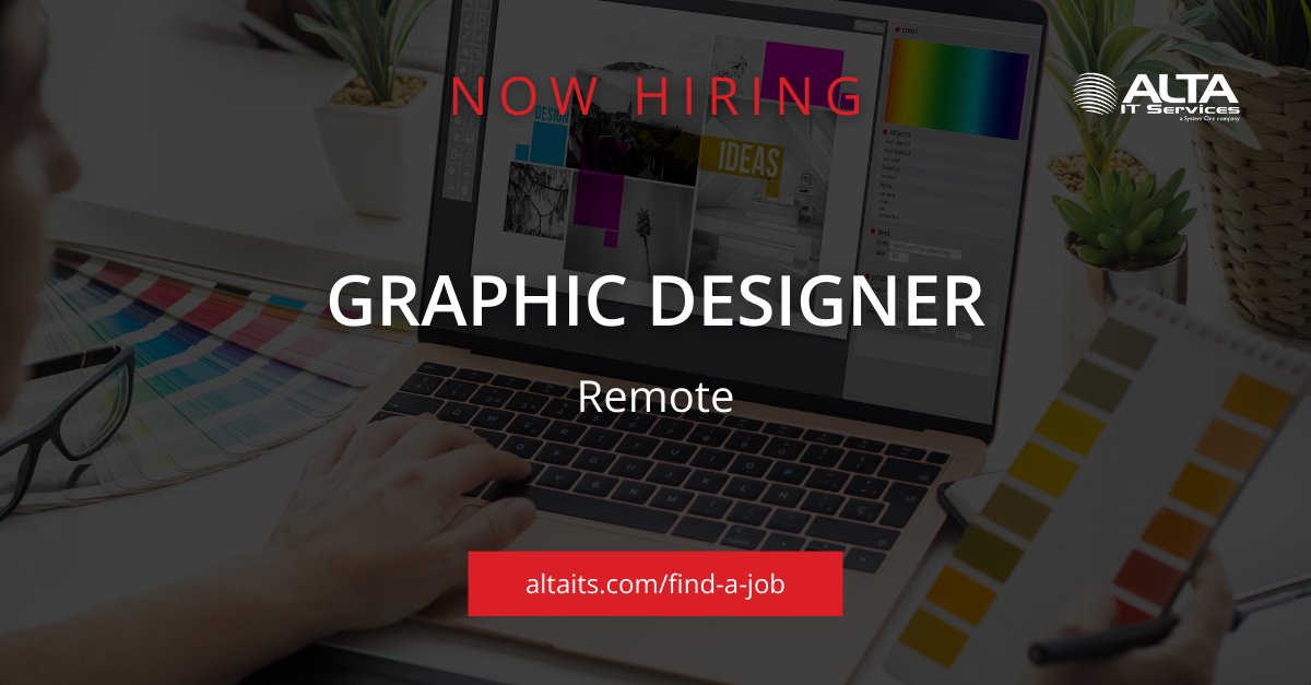 ALTA IT Services is #hiring a Graphic Designer for #remote work. 
Learn more and apply today: ow.ly/ifGU50QxlWC
#ALTAIT #GraphicDesigner #RemoteJobs #DesignOpportunities #MarketingCommunication #Adobe #CreativeSuite