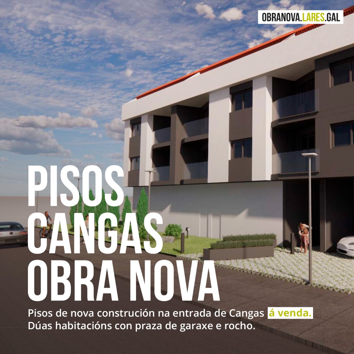 Lares_inmo's tweet photo. ⭐Destacamos estes pisos de obra nova na entrada de #Cangas. 
Vivendas de 2 dormitorios e 1 baño, con todas as comodidades, a un paso do centro e con moi boa comunicación.
Soa ben? Visita https://t.co/QfdfCt87lD ou chámanos ao 986329975 para máis información. https://t.co/iLep3906Qb
