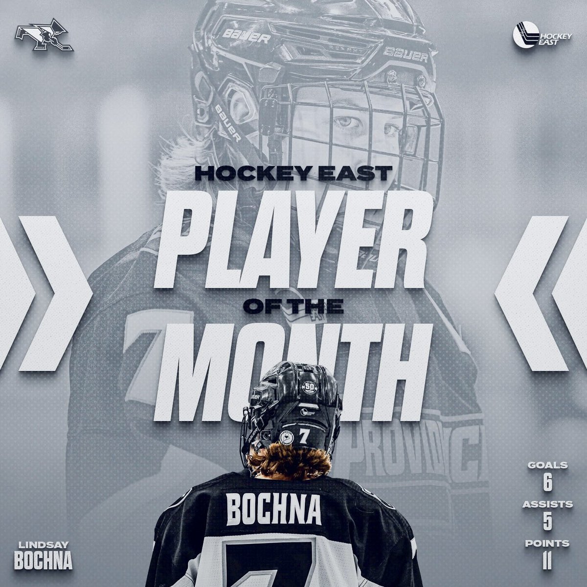 Lindsay Bochna is your Hockey East Player of the Month!!🤩🤩